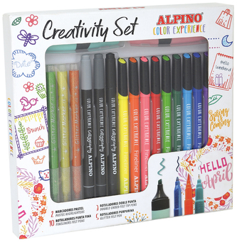 Zestaw flamastrów i markerów CREATIVITY BOX 20 szt, Alpino