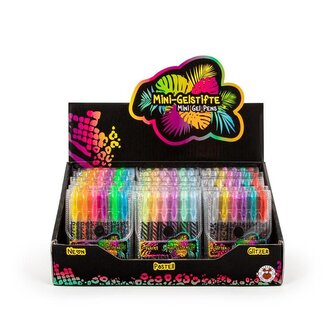 Długopisy żelowe mini 6 szt w etui - 3 rodzaje pastel, neon i brokat, Trendhaus