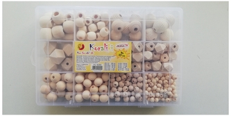 Zestaw PJ-8269 koralików drewnianych w zamykanym pudełku, op. 507 szt., Aliga