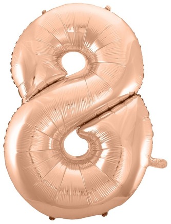 Balon foliowy "Cyfra 8", różowo-złota, 45cm, GoDan