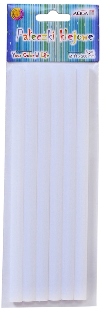 Klej termotopliwy sztyft 11 mm x 20cm,  6 szt., JB2011-BZ, Aliga