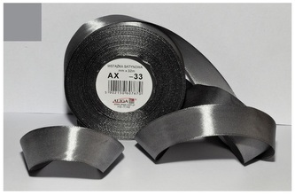 Wstążka satynowa szara 25 mm 32 mb. AX25-33, Aliga