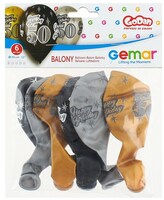 Balony Premium Happy Birthday 50, metaliczne, 12 / 6 szt., GoDan