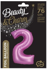 Balon foliowy B&C, Cyfra 2, satynowa różowa, 76 cm, GoDan