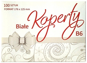 Koperty B6 białe op.100szt, Pol-Mak