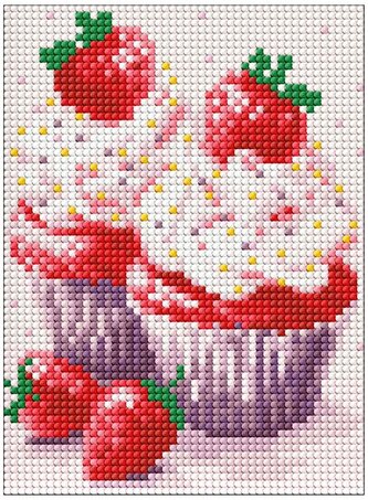 Mozaika diamentowa bez ramy "Apetyczny deser z holograficznymi kryształkami" 15x20cm, Ideyka