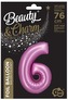 Balon foliowy B&C, Cyfra 6, satynowa różowa, 76 cm, GoDan