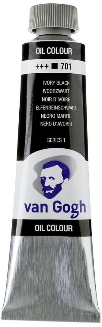 Farba olejna Van Gogh, 40ml Ivory Black 701, Talens