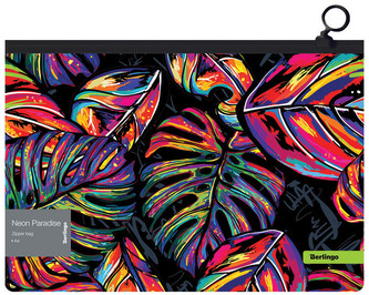 Koperta z suwakiem Neon Paradise A4, motyw natural., 180 mikr.,, Berlingo