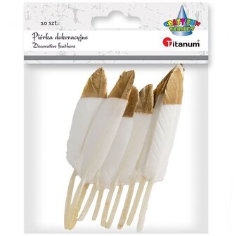 Piórka biało/złote lotki  op. 10 szt., Titanum