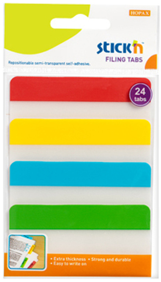 Zakładki indeksowe do segregatora przezroczyste 38 x 76 mm 4-kol., Stick`n