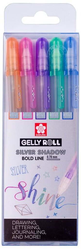 Długopisy żelowe Gelly Roll kpl. 5 szt.Silver Shadow ,Sakura