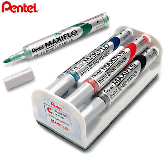 Marker suchościeralny 4-kol. + gąbka MWL5S-4N, Pentel