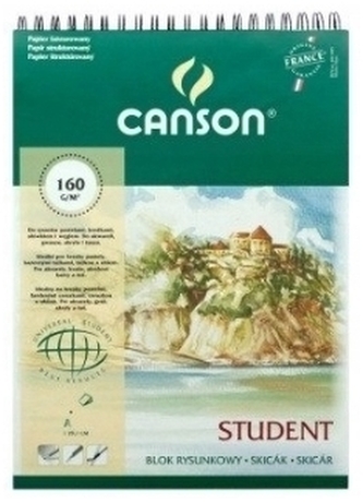 Blok rysunkowy A3 30 k. 150g Student na spirali, Canson