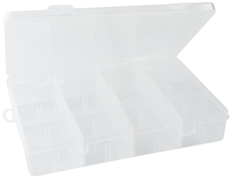 Pudełko plastikowe PUD-7727 organizer z 12 przegródkami, rozm. 19,5x13x3,6cm, Aliga