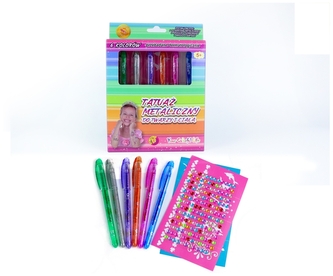 Tatuaż metaliczny do twarzy i ciała, 6 dług.,szablony i dżety,  FAD-6820,Aliga