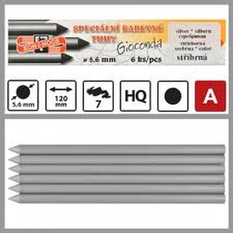 Grafity 5.6 x 120 mm srebrne op. 6 szt., Koh-i-Noor