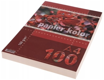 Papier kolor A4 160g/m2 waniliowy op. 100 ark., Kreska