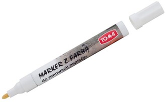 Marker  do renowacji napisów na nagrobkach olejny biały , Toma