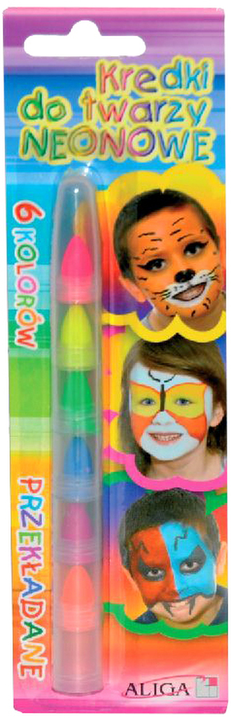 Kredki do twarzy 6-kol. neon, Aliga