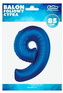 Balon foliowy "Cyfra 9" niebieska, 85 cm, Godan