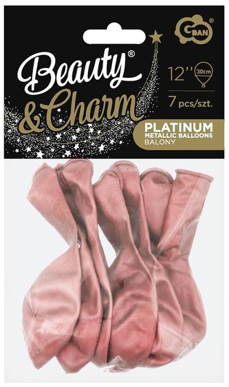 Balony Beauty&Charm, platynowe j.różowe 12" op. 7 szt., GoDan
