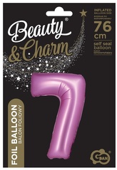 Balon foliowy B&C, Cyfra 7, satynowa różowa, 76 cm, GoDan