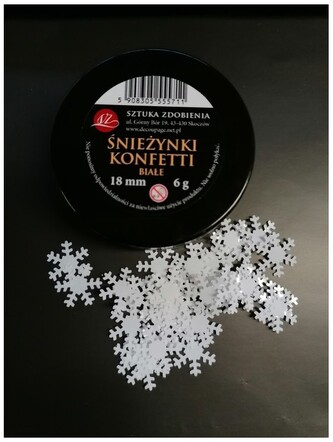 Konfetti śnieżynki białe 18mm 6 g., Sztuka Zdobienia