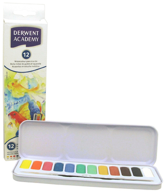 Farby akwarelowe 12-kol. w kostkach 2301955 Academy, Derwent