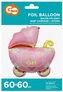 Balon foliowy Wózek, różowy, 60 cm, GoDan