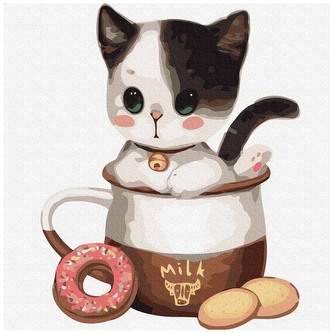 Numermoalowanie Classic 30x30  Kotek w filiżance No1, iPicasso