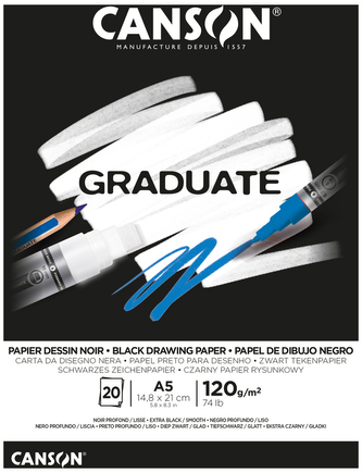 Blok rysunkowy A5 20 k. 120g Graduate Black, Canson