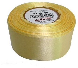 Wstążka satynowa 38mm/32m krem.  AX 38-09, Aliga