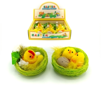Kurczaki Wielkanocne WKZ-8239 w gniazdkach 7cm op. 6 szt., Aliga