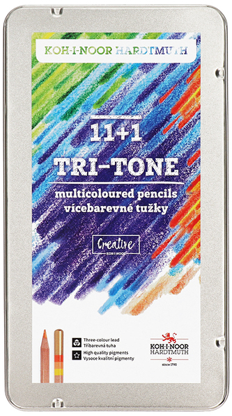 Kredki 11+1-kol. Tri-Tone 3442 naturalne trójkolorowe, Koh-I-Noor