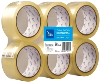 Taśma pakowa 48 mm x 50 m krystaliczna cicha, Tetis