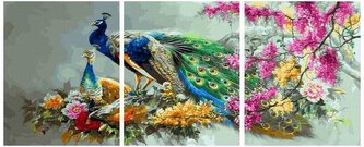 Numermoalowanie Classic 50x120 Wielobarwna Pawia rodzina PC34050016, iPicasso