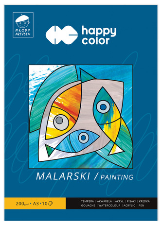 Blok malarski A3 10 ark. 200 g Młody Artysta 342444, Happy Color