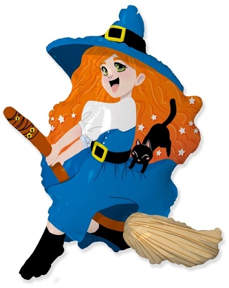 Balon foliowy 24" FX - Czarownica na miotle, GoDan