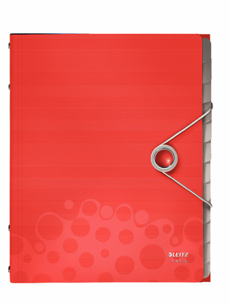 Teczka z gumką segregująca Bebop 6-przekł. czerw., Leitz