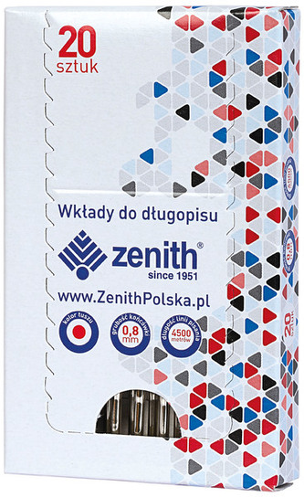 Wkłady do długopisu Zenit czerw. metal. op. 20 szt., Zenith Wkłady do długopisu Zenit czerw. metal. op. 20 szt., Zenith