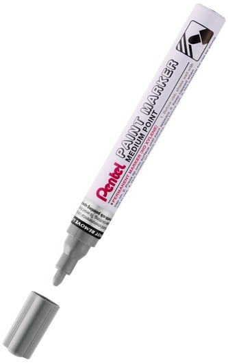 Marker olejowy - okrągła końc. 4,5mm, aluminiowa obudowa, szary MMP10-N, Pentel