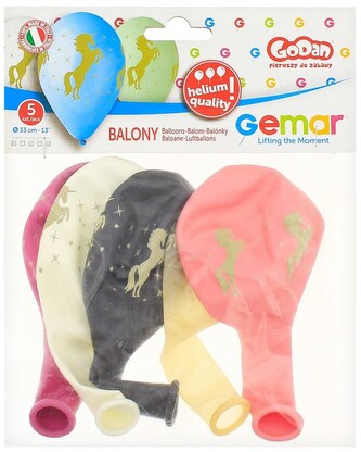 Balony Premium Hel Złoty Jednorożec, 13 cali 5szt, GoDan