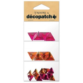 Kryształki trójkąty różowe i pomarańczowe op. 20 szt. BJM210, Decopatch