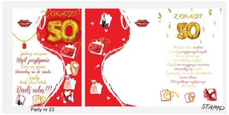 Karnet B6 + Koperta Urodzinowy dla kobiety 50 lat Party 023, Stamp
