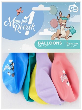 Balony Premium Hel Mam Już 1 Roczek (kangurek), 13"op.  5szt., GoDan
