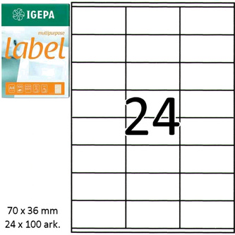 Etykiety 70 x 36 mm 24 x 100 ark., Igepa Label