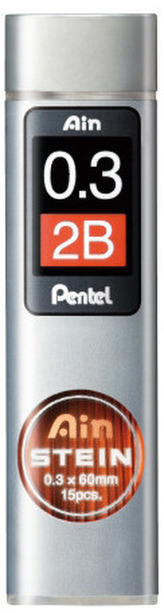 Grafity 0.3 mm 2B Ain Stein - fiolka 20 pręcików C273-2BO, Pentel