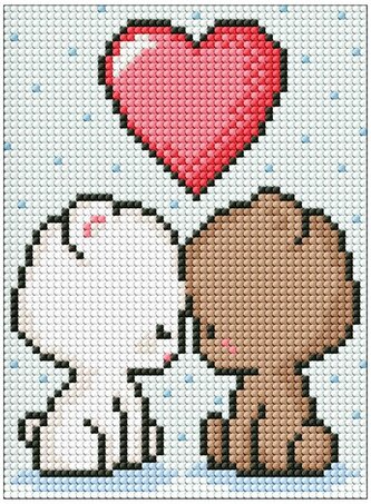 Mozaika diamentowa bez ramy "Zakochane misie z holograficznymi kryształkami" 15x20cm, Ideyka