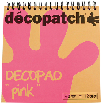 Papiery do decoupage 15 x 16 (14x14) cm 12 wzorów różowych 48 ark. w bloku na spirali BLOC02, Decopatch
